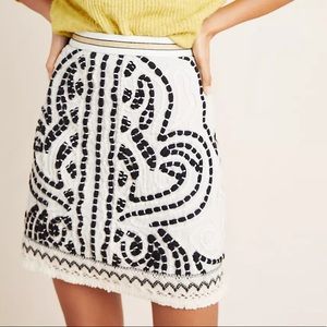 NWT Anthropologie Carys Embroidered Mini Skirt